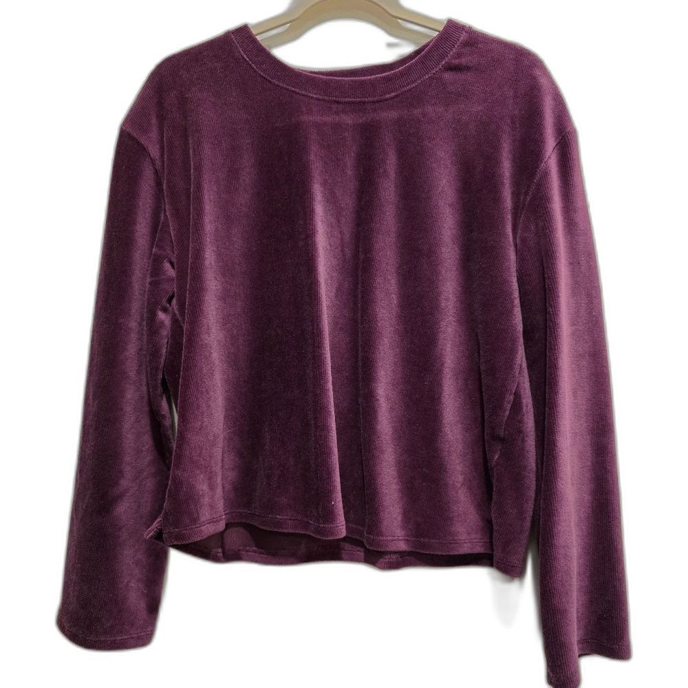 Vince Camuto Purple Velvet Long Sleeve Top, Size S